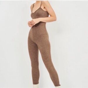 Zara Cozy Brown Knit Jumpsuit, M